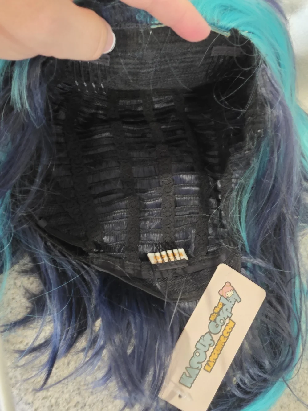 Two-Tone Navy and Teal Layered Women's Wig - Fashionable Synthetic Style